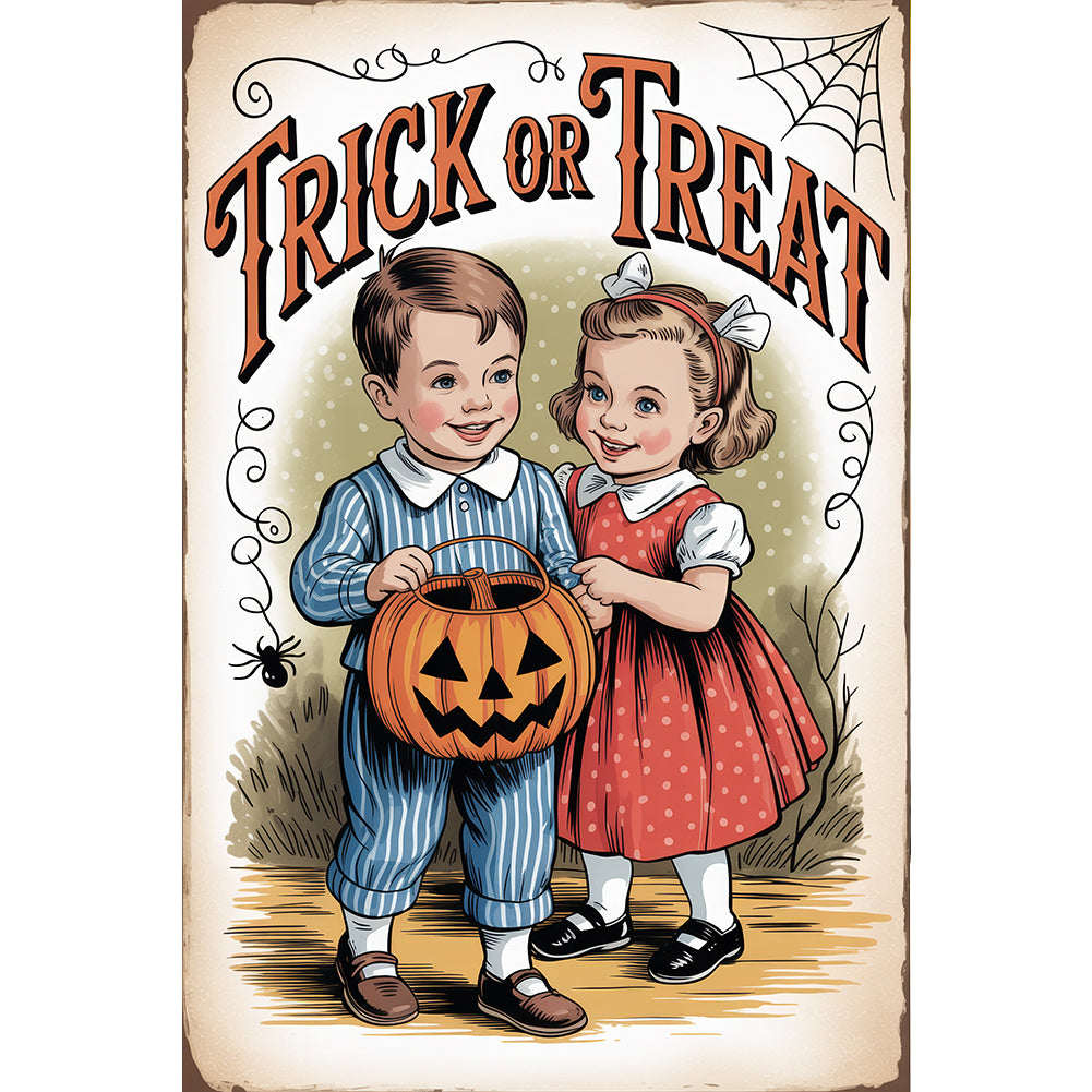 Halloween Trick Or Treat - Full Round Drill Diamond Painting 30*45CM