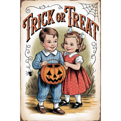 Halloween Trick Or Treat - Full Round Drill Diamond Painting 30*45CM