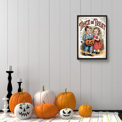 Halloween Trick Or Treat - Full Round Drill Diamond Painting 30*45CM
