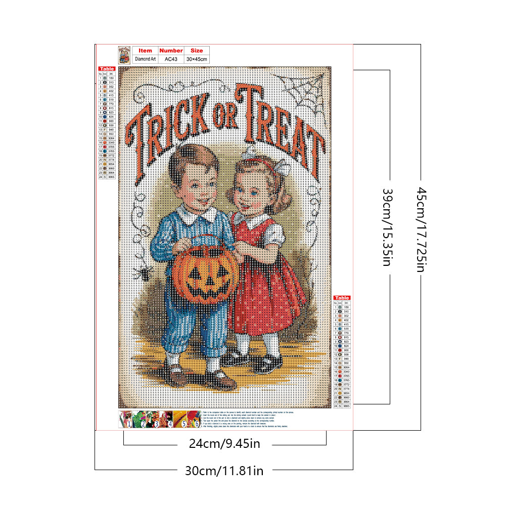 Halloween Trick Or Treat - Full Round Drill Diamond Painting 30*45CM