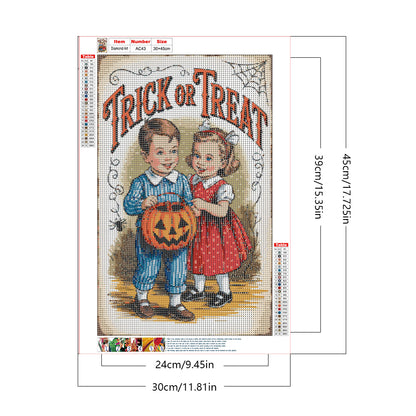 Halloween Trick Or Treat - Full Round Drill Diamond Painting 30*45CM