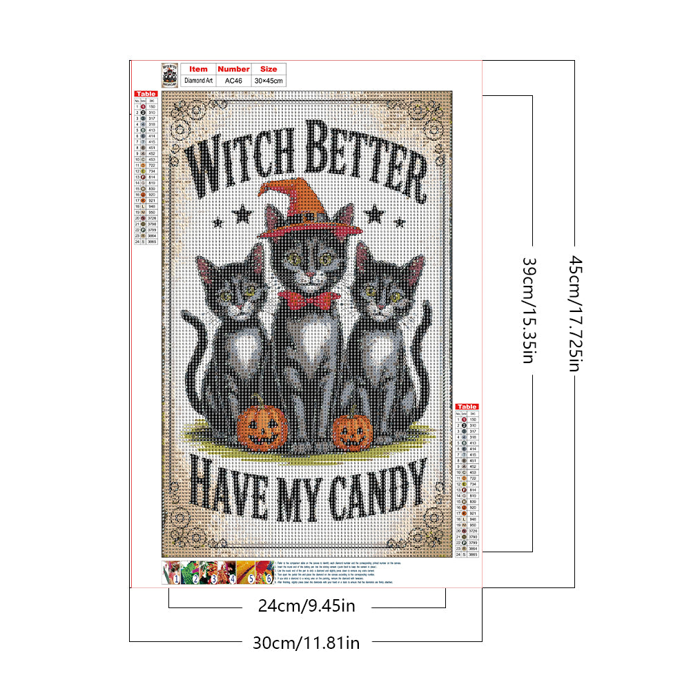 Halloween Cats - Full Round Drill Diamond Painting 30*45CM