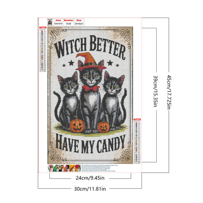 Halloween Cats - Full Round Drill Diamond Painting 30*45CM