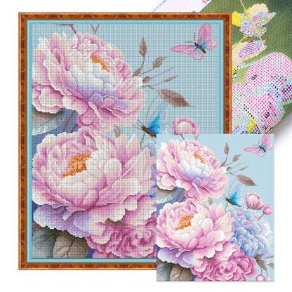 Healing Peonies - 11CT Stamped Cross Stitch 50*60CM(Mona Lisa Brand)