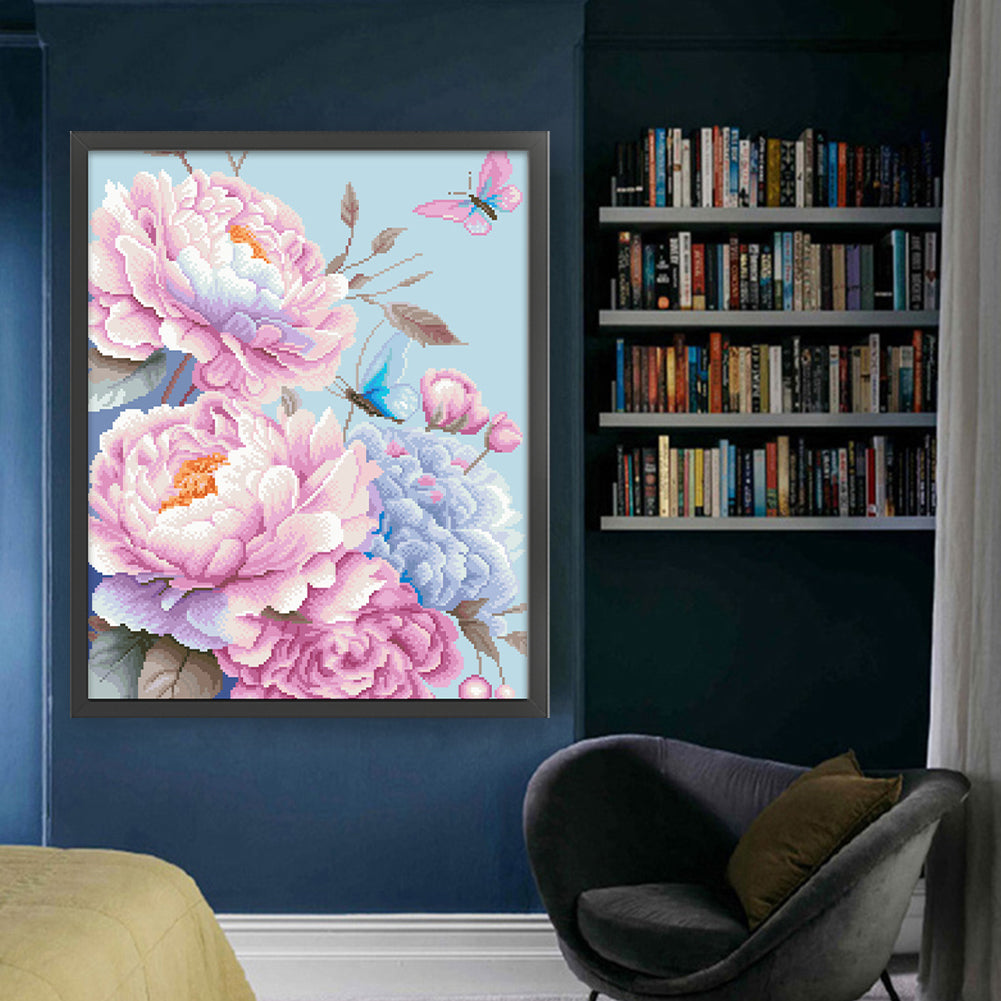 Healing Peonies - 11CT Stamped Cross Stitch 50*60CM(Mona Lisa Brand)