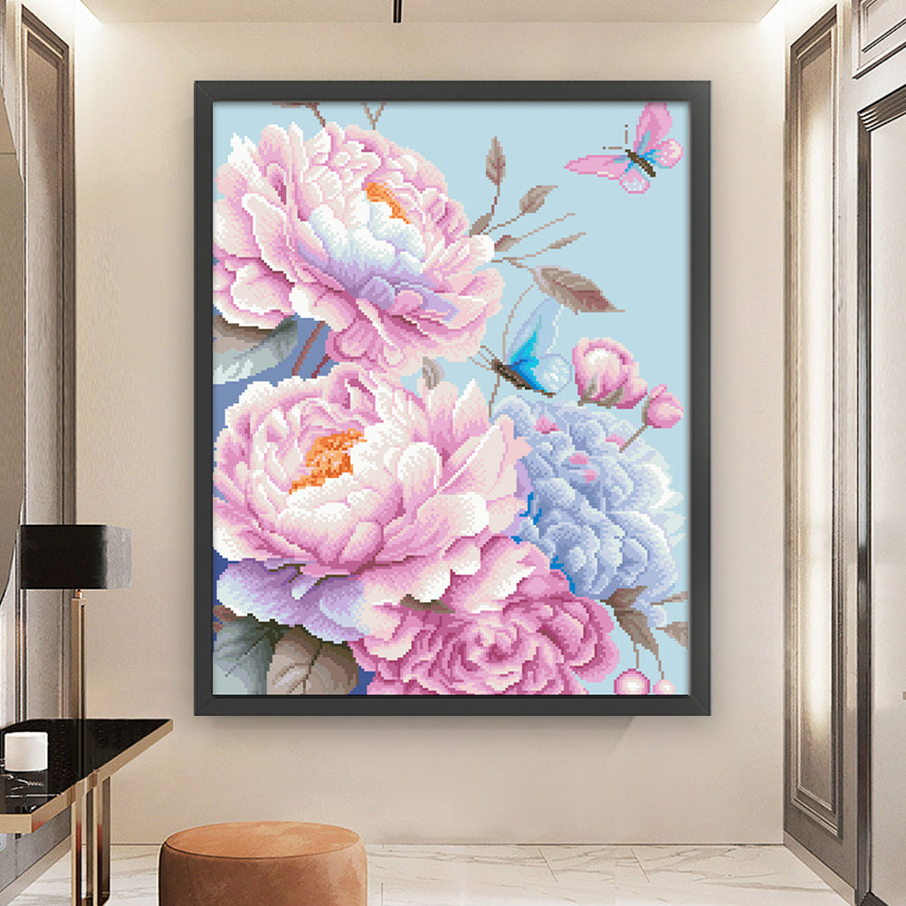 Healing Peonies - 11CT Stamped Cross Stitch 50*60CM(Mona Lisa Brand)