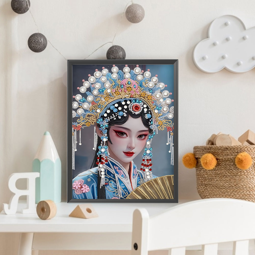 Chinese Style Girl - Special Shaped Drill Diamond Painting 30*40CM