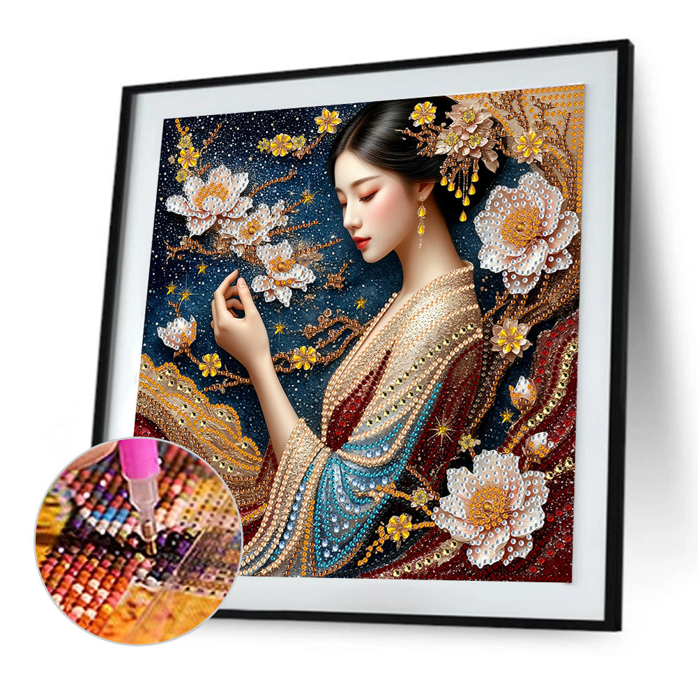 Traditional Style Girl - Special Shaped Drill Diamond Painting 30*30CM