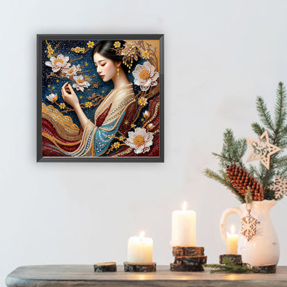 Traditional Style Girl - Special Shaped Drill Diamond Painting 30*30CM