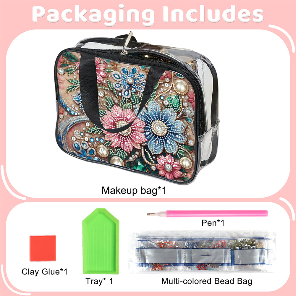 DIY Diamond Art Rhinestone Makeup Bag Crystal Transparent PVC Storage Pack Gift