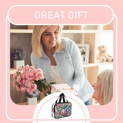 DIY Flowers Diamond Art Rhinestone Makeup Bag Transparent PVC Storage Pack Gift