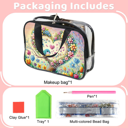 DIY Diamond Art Rhinestone Makeup Bag Crystal Transparent PVC Storage Pack Gift
