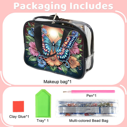 DIY Butterfly Diamond Art Rhinestone Makeup Bag Transparent PVC Storage Pack