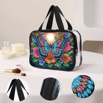 DIY Butterfly Diamond Art Rhinestone Makeup Bag Transparent PVC Storage Pack