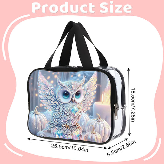 DIY Owl Diamond Art Rhinestone Makeup Bag Transparent PVC Storage Pack Gift