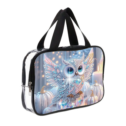 DIY Owl Diamond Art Rhinestone Makeup Bag Transparent PVC Storage Pack Gift
