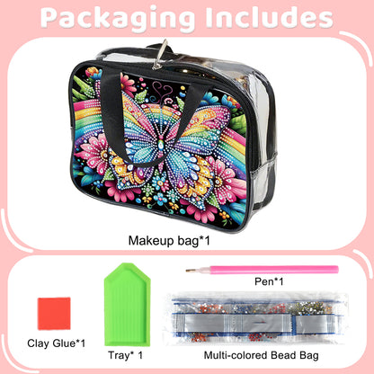 DIY Butterfly Diamond Art Rhinestone Makeup Bag Transparent PVC Storage Pack