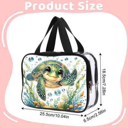 DIY Turtle Diamond Art Rhinestone Makeup Bag Transparent PVC Storage Pack Gift