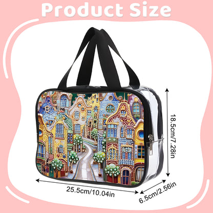 DIY House Diamond Art Rhinestone Makeup Bag Transparent PVC Storage Pack Gift