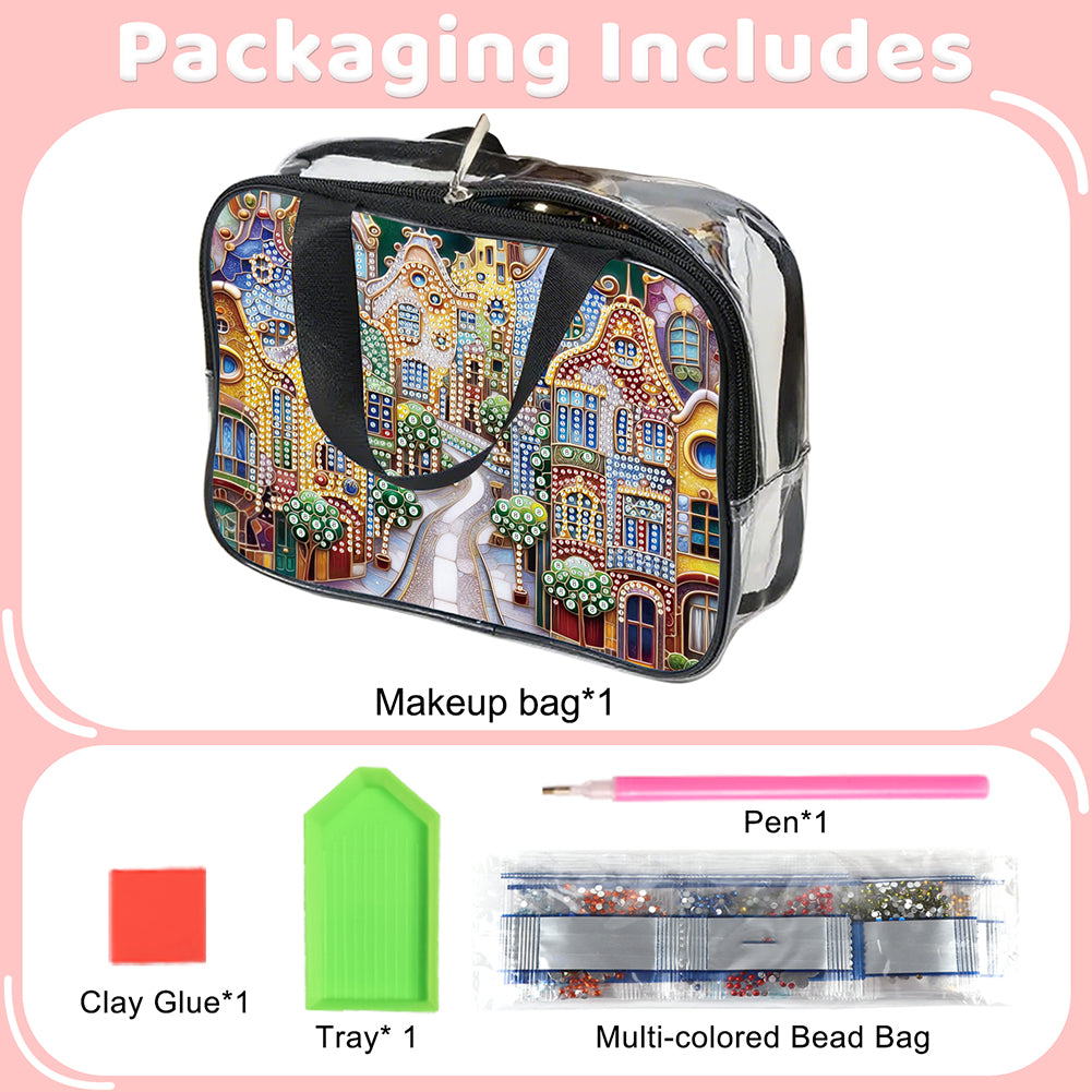DIY Diamond Art Rhinestone Makeup Bag Crystal Transparent PVC Storage Pack Gift