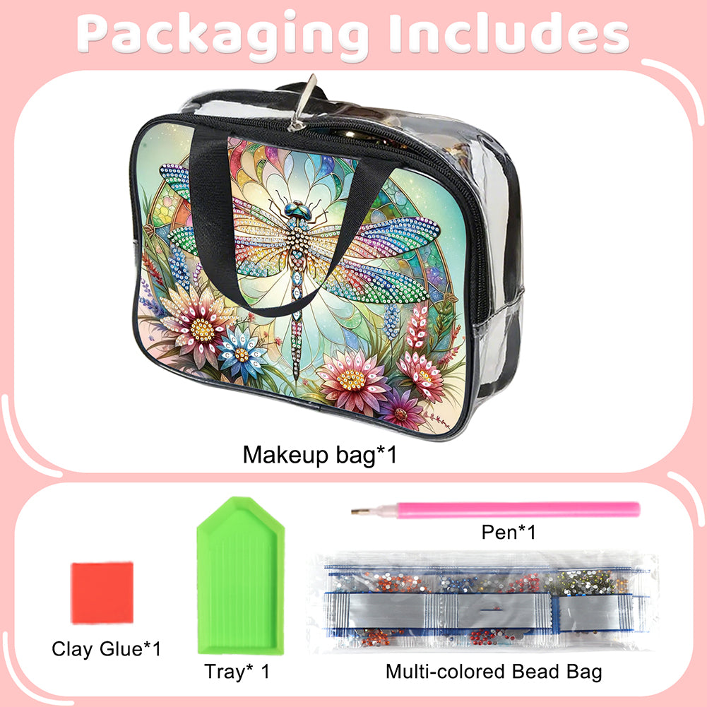 DIY Diamond Art Rhinestone Makeup Bag Crystal Transparent PVC Storage Pack Gift