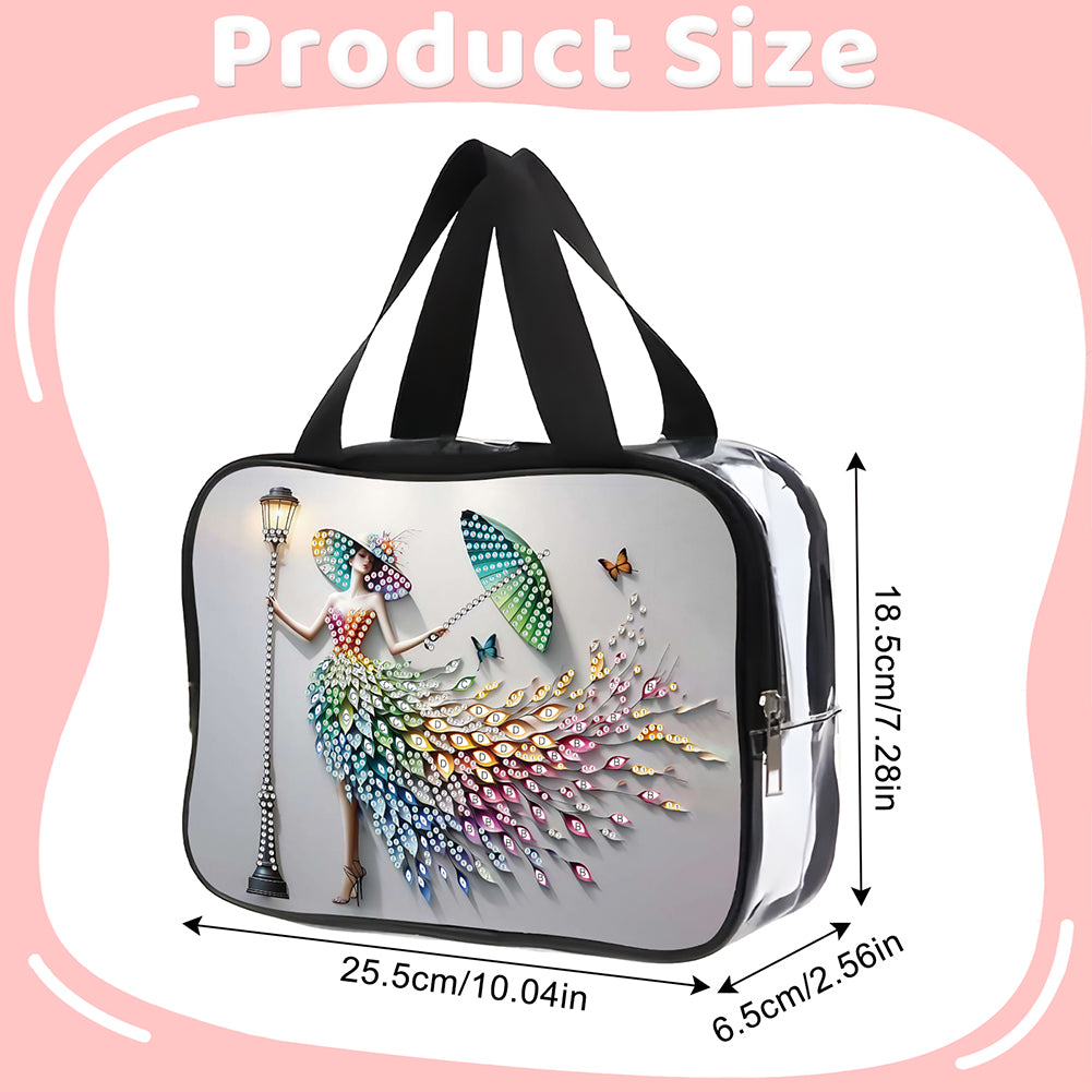 DIY Woman Diamond Art Rhinestone Makeup Bag Transparent PVC Storage Pack Gift
