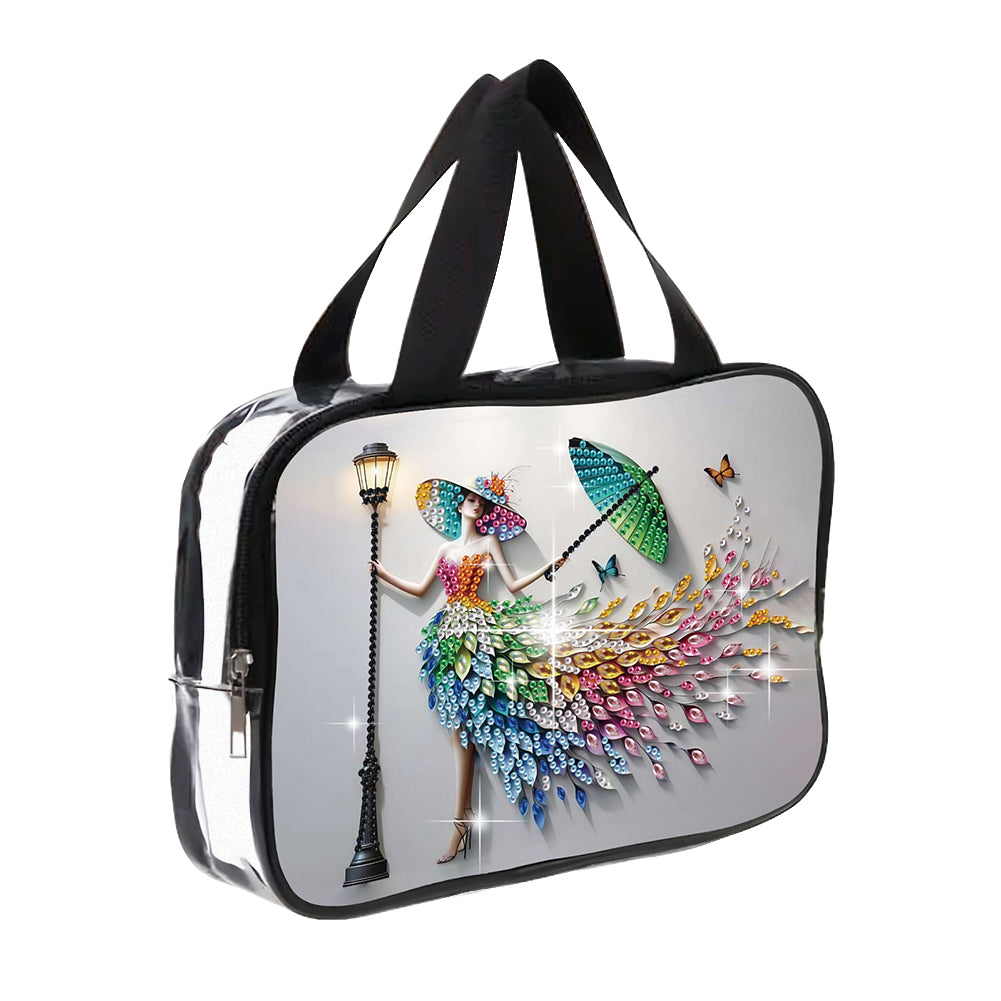 DIY Woman Diamond Art Rhinestone Makeup Bag Transparent PVC Storage Pack Gift