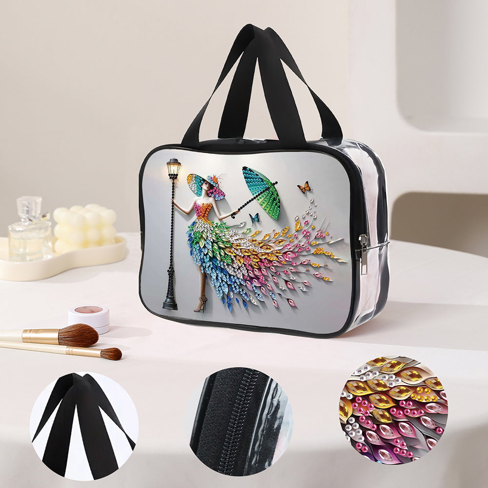 DIY Diamond Art Rhinestone Makeup Bag Crystal Transparent PVC Storage Pack Gift