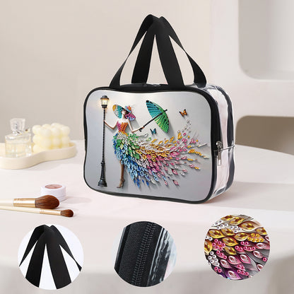 DIY Woman Diamond Art Rhinestone Makeup Bag Transparent PVC Storage Pack Gift