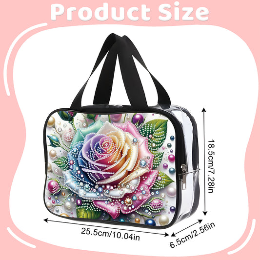 DIY Rose Diamond Art Rhinestone Makeup Bag Transparent PVC Storage Pack Gift