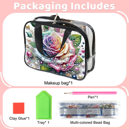 DIY Diamond Art Rhinestone Makeup Bag Crystal Transparent PVC Storage Pack Gift