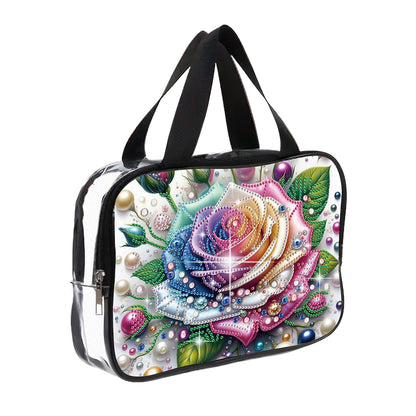 DIY Rose Diamond Art Rhinestone Makeup Bag Transparent PVC Storage Pack Gift