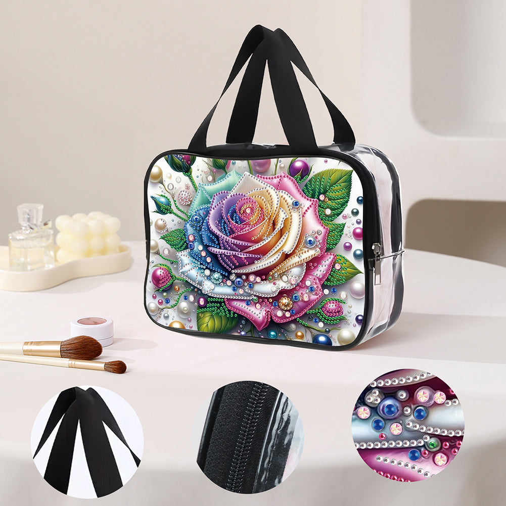 DIY Diamond Art Rhinestone Makeup Bag Crystal Transparent PVC Storage Pack Gift