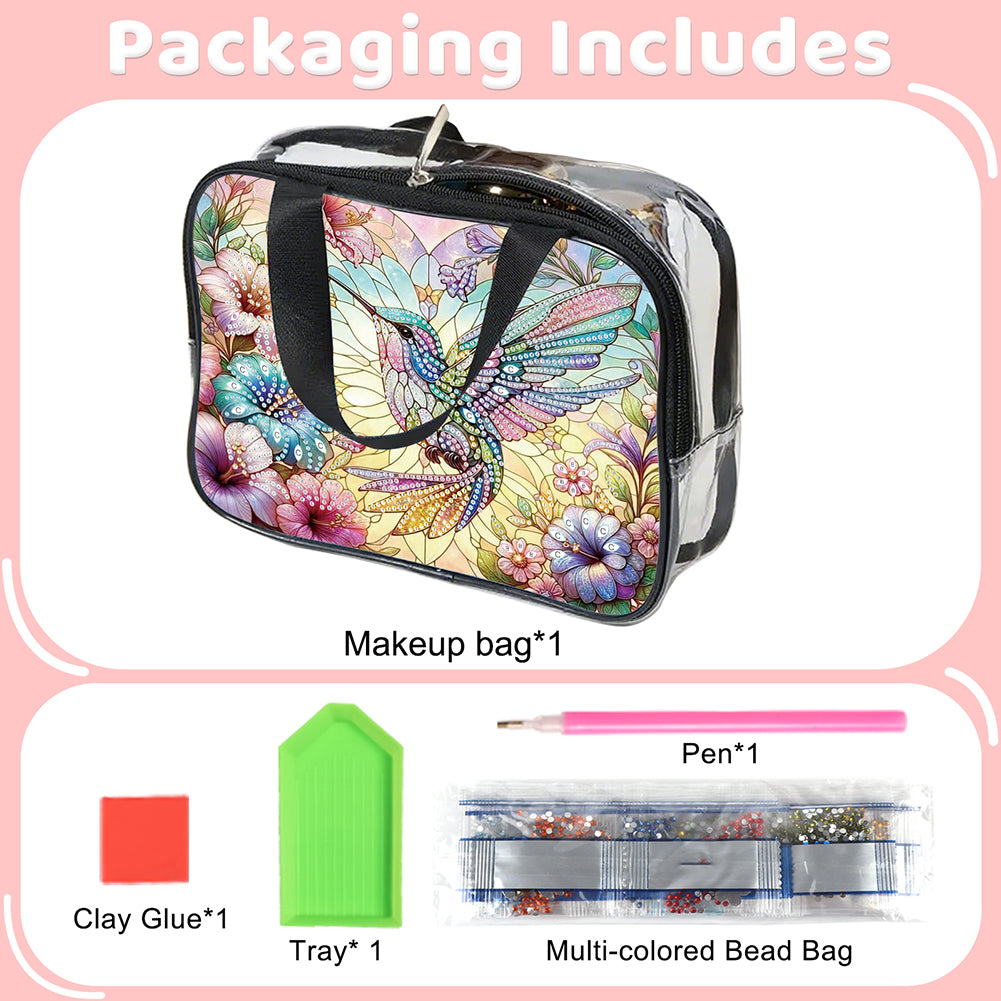 DIY Diamond Art Rhinestone Makeup Bag Crystal Transparent PVC Storage Pack Gift
