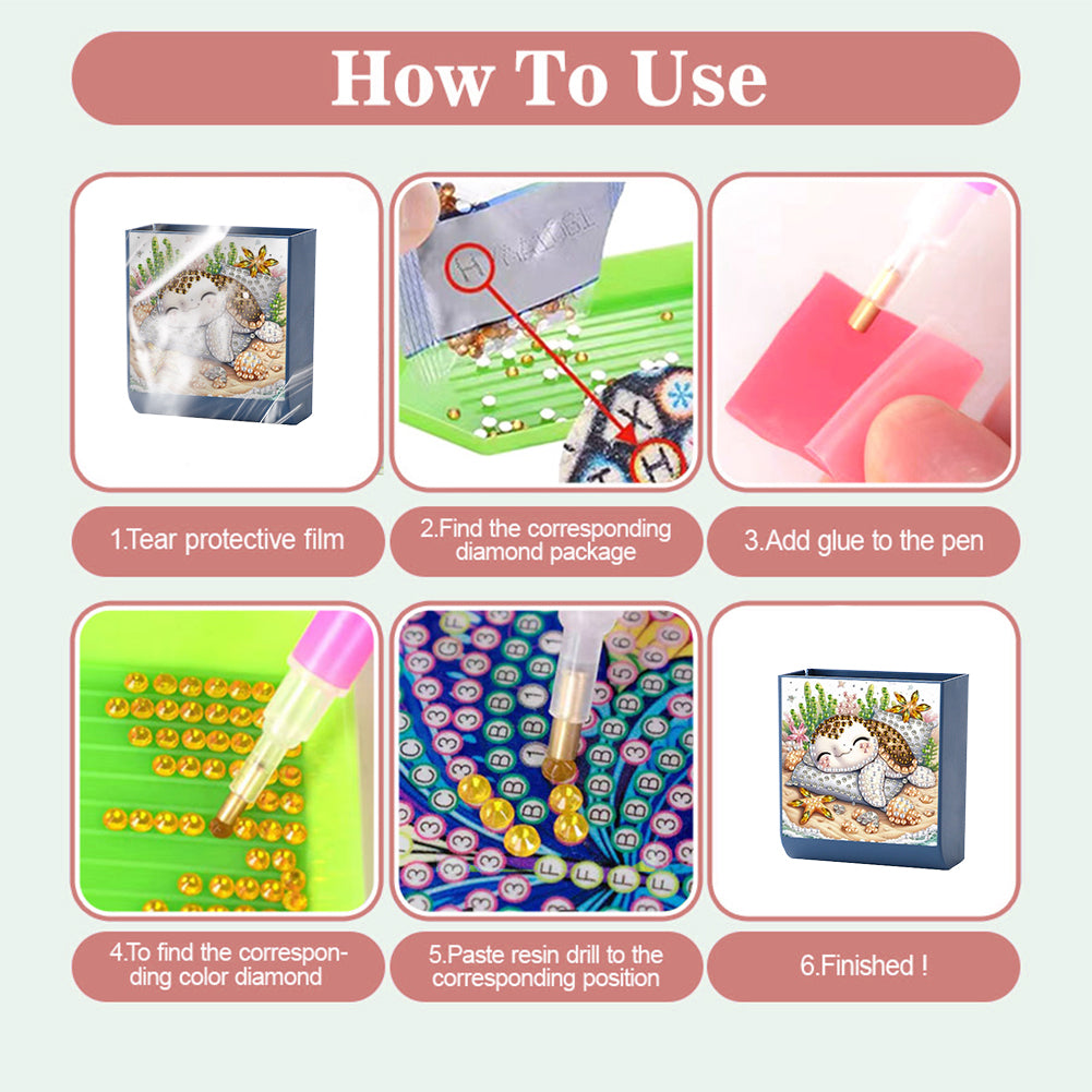 Turtle DIY Diamond Painting Kit Wall-Mounted Phone Charging Station Home Decor