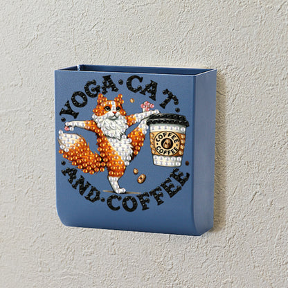 Cat Coffee DIY Diamond Painting Kit Wall-Mounted Phone Charging Station Decor