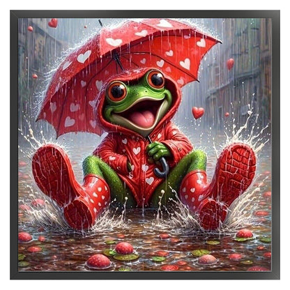 Frog With Umbrella - 11CT Stamped Cross Stitch 40*40CM