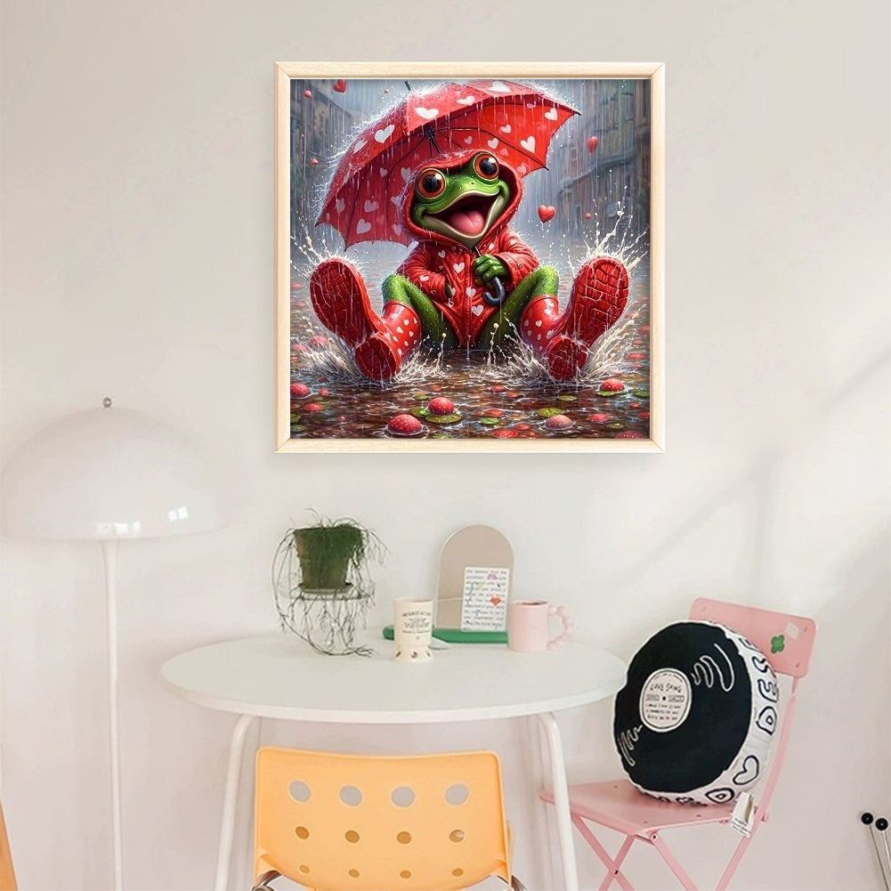 Frog With Umbrella - 11CT Stamped Cross Stitch 40*40CM