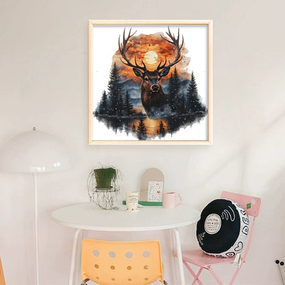 Deer At Sunset - 11CT Stamped Cross Stitch 40*40CM