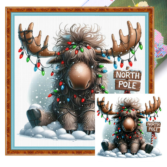 Winter Elk - 11CT Stamped Cross Stitch 40*40CM