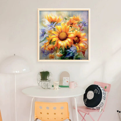 Sunflower Oil Painting - 11CT Stamped Cross Stitch 40*40CM
