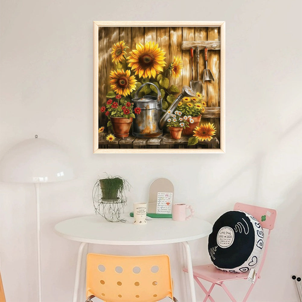 Sunflower Watering Can - 11CT Stamped Cross Stitch 40*40CM