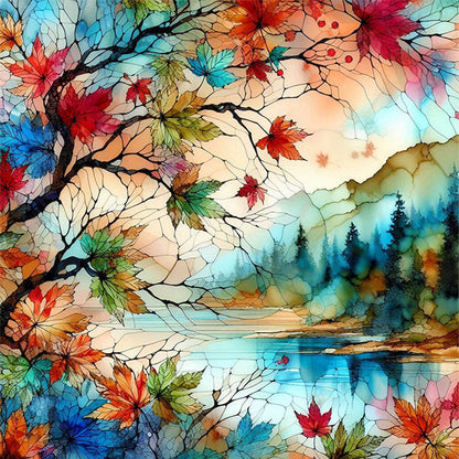 Glass Scenery Painting - 11CT Stamped Cross Stitch 40*40CM