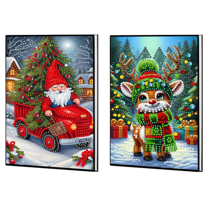 2pcs 50-Page A5 Gnome and Deer Diamond Painting Notebook for Adults Holiday Gift