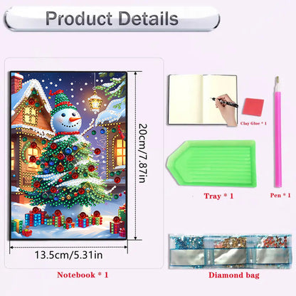 2pcs 50-Page A5 Christmas Tree Diamond Painting Notebook for Adults Holiday Gift