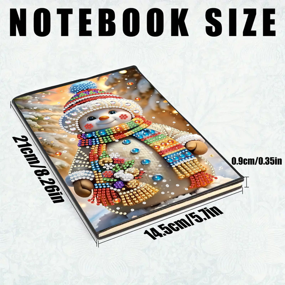 2pcs 50-Page A5 Snowman Diamond Painting Notebook for Adults Holiday Gift