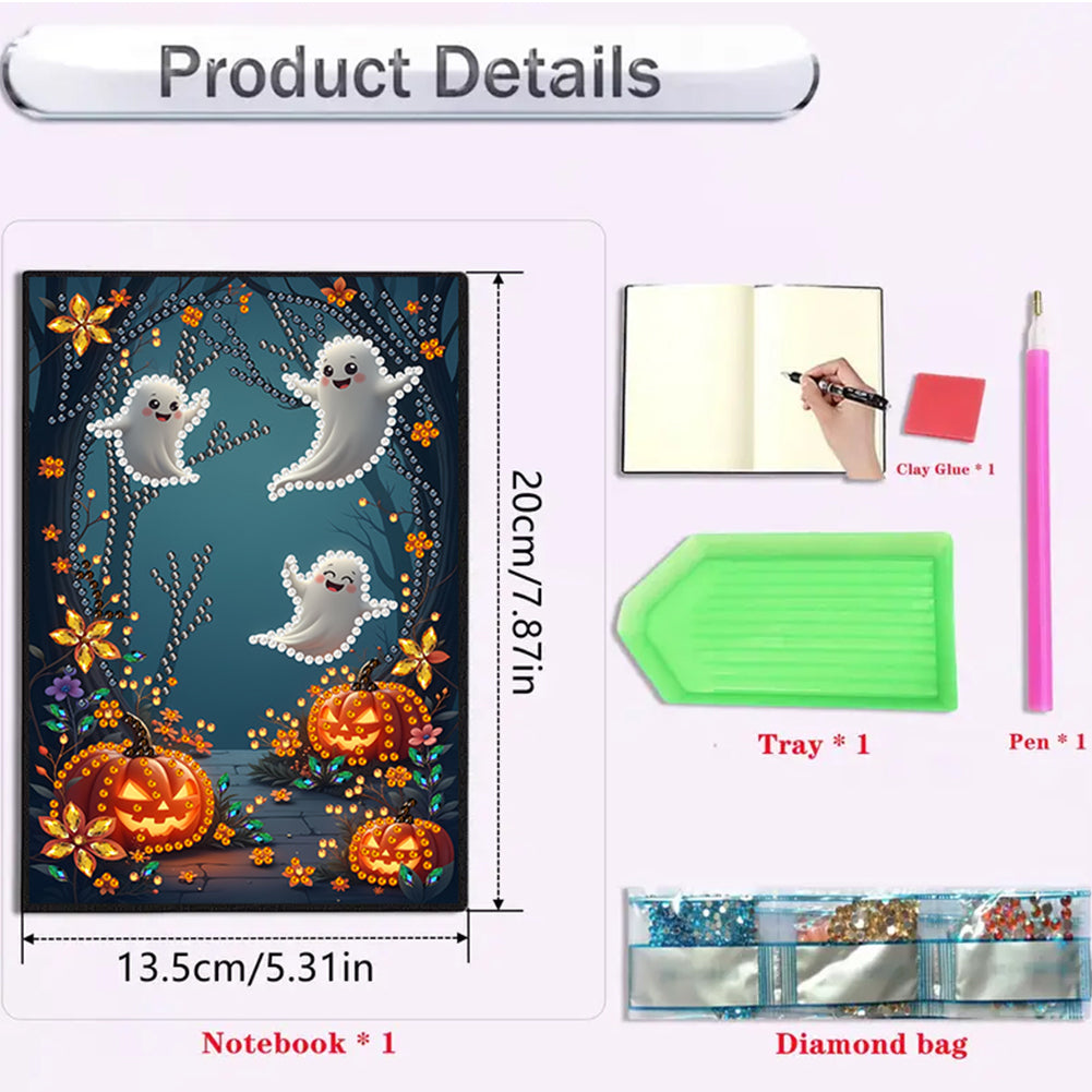 2pcs 50-Page A5 Halloween Diamond Painting Notebook for Adults Holiday Gift