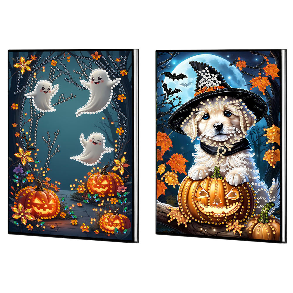 2pcs 50-Page A5 Halloween Diamond Painting Notebook for Adults Holiday Gift