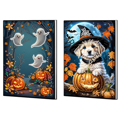 2pcs 50-Page A5 Halloween Diamond Painting Notebook for Adults Holiday Gift