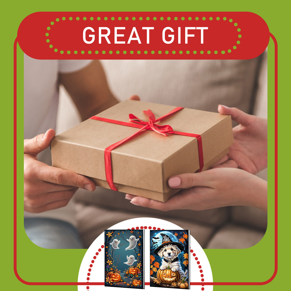 2pcs 50-Page A5 Halloween Diamond Painting Notebook for Adults Holiday Gift